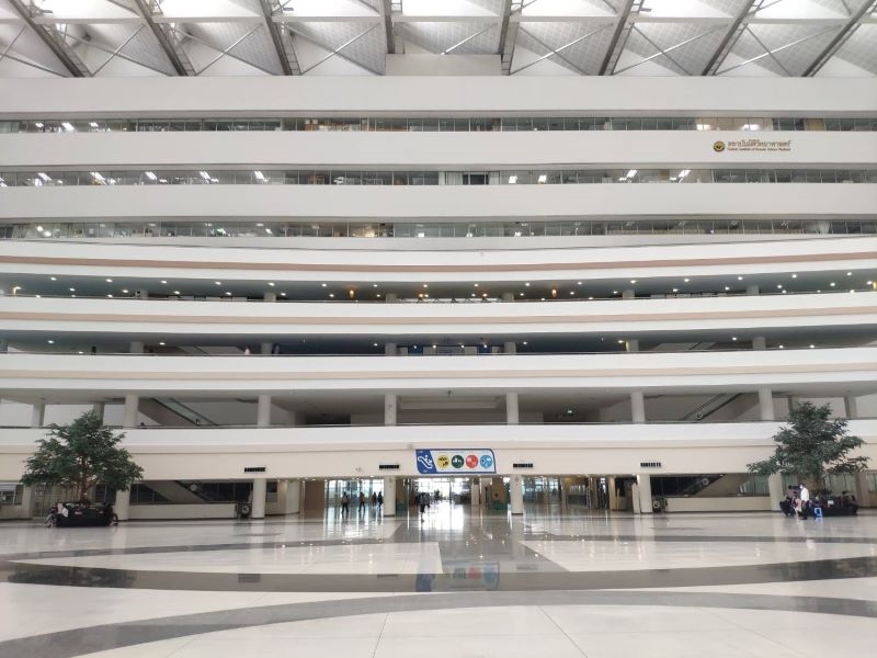 Spacious atrium of a large government building in Bangkok